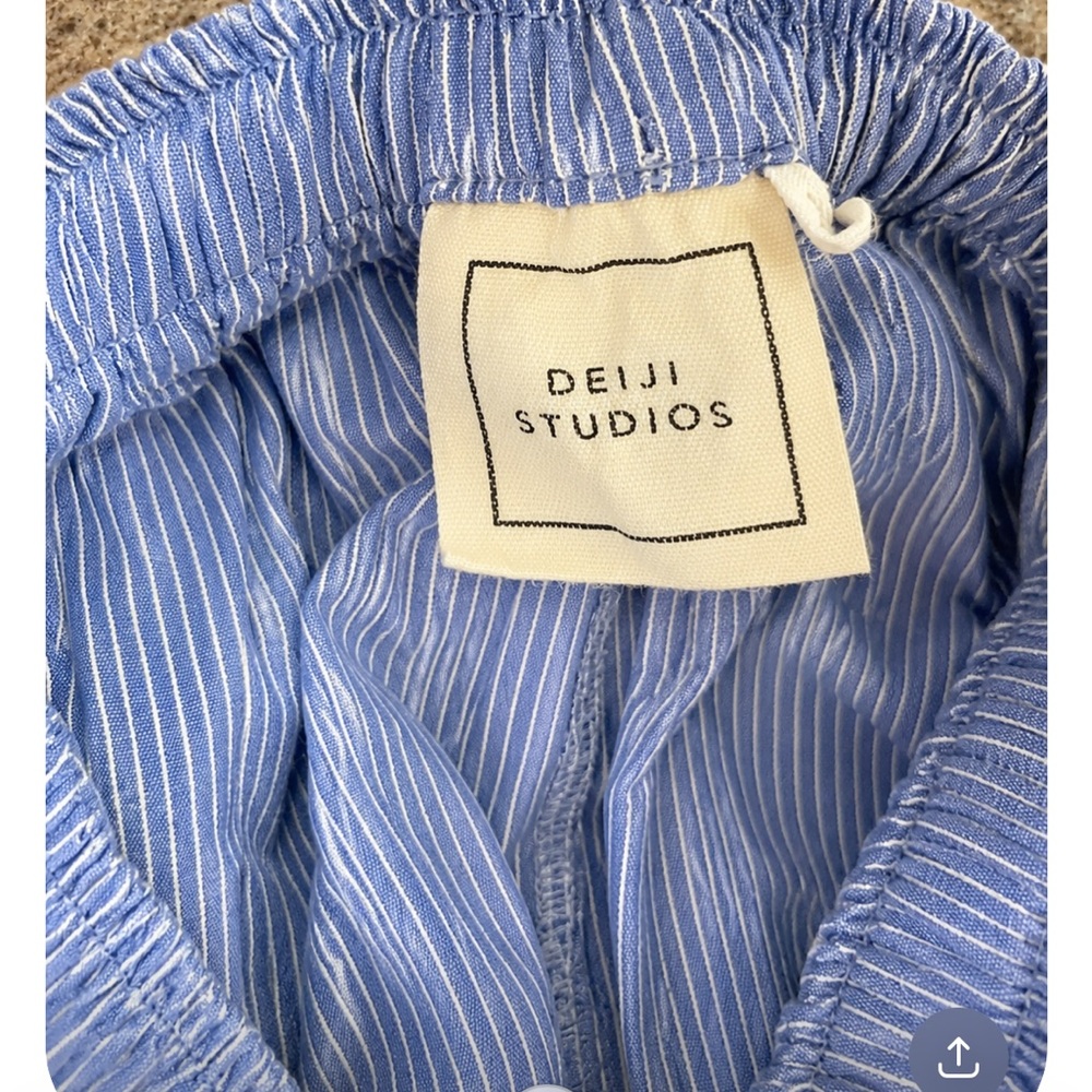 Deiji Studios blue white stripe 100% organic cotton pants - Picture 4 of 6